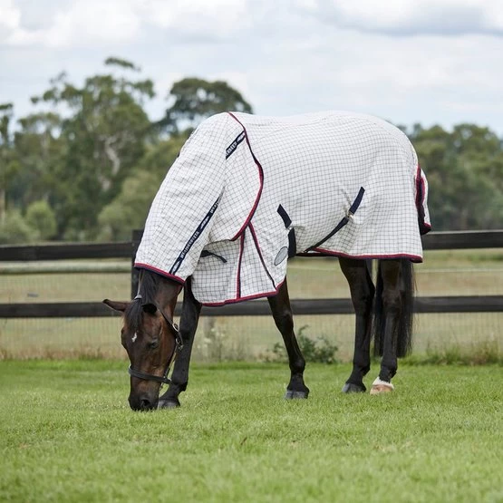 Weatherbeeta Sommerdecke Lite III Combo Neck Weiß/Blau/Rot – Bild 2