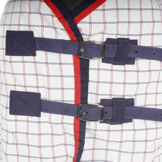 Weatherbeeta Sommerdecke Lite III 190g Weiß/Blau/Rot – Bild 2