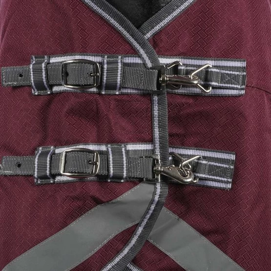 Weatherbeeta Winterdecke Comfitec Plus Dynamic II Combo Neck Medium/Lite Maroon/Grau/Weiß – Bild 4