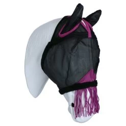 Weatherbeeta Fliegenmaske Comfitec Deluxe Durable Mesh Mit Ohren Und Fransen Schwarz/Lila