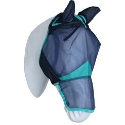 Weatherbeeta Fliegenmaske Comfitec Deluxe Fine Mesh Mit Ohren Und Nase Navy/Türkis