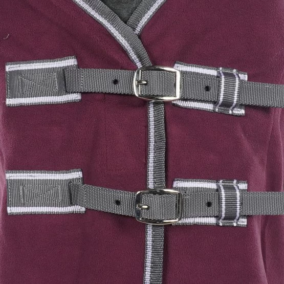 Weatherbeeta Fleecedecke Cooler Combo Neck Maroon/Grau/Weiß – Bild 2