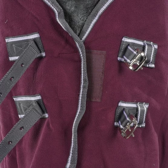 Weatherbeeta Fleecedecke Cooler Combo Neck Maroon/Grau/Weiß – Bild 3