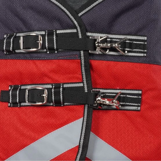 Weatherbeeta Winterdecke Comfitec Plus Dynamic II Detach-A-Neck Medium Schwarz/Rot/Silber – Bild 2