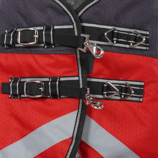 Weatherbeeta Winterdecke Comfitec Plus Dynamic II Detach-A-Neck Medium Schwarz/Rot/Silber – Bild 3