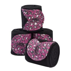 Weatherbeeta Bandagen Leopard Fleece 4 Pack Rosa Leopard One Size